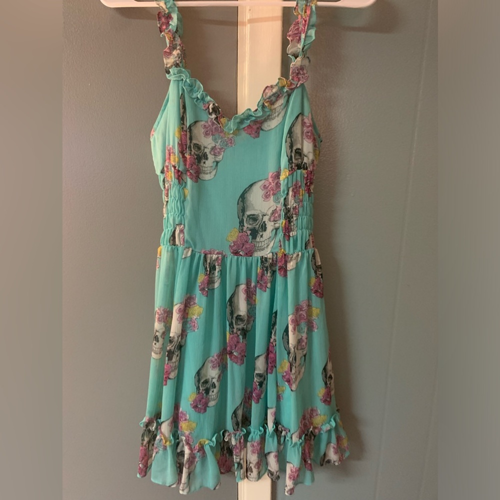 Royal Bones by Dang ruffle skull and roses dress